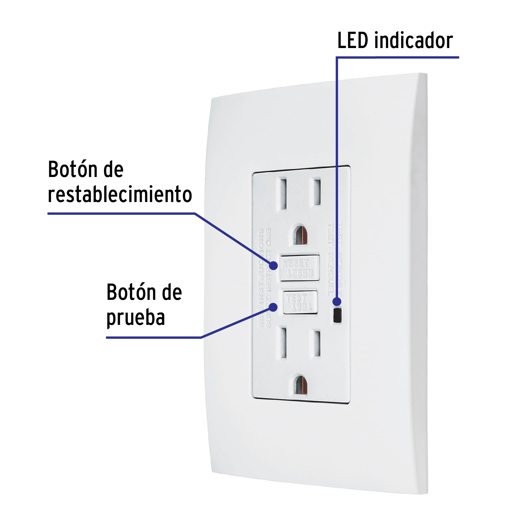 Contacto dúplex falla a tierra GFCI (ICFT), Oslo - CODO-GFCIOB / 48310