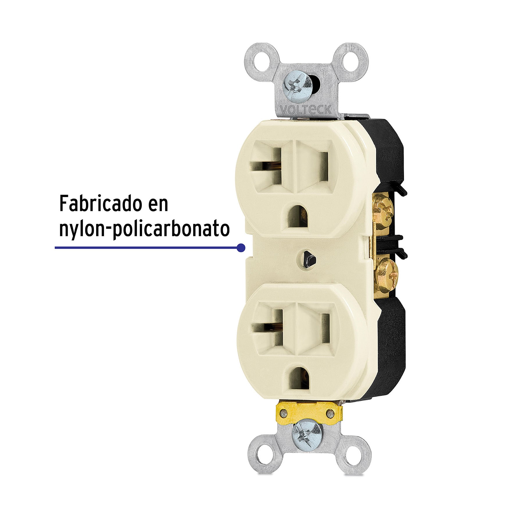 Contacto dúplex, 2 polos 3 hilos, 20 A, Standard, marfil - CODO-MS / 46100 Contacto dúplex, 2 polos 3 hilos, 20 A, Standard, marfil - CODO-MS / 46100