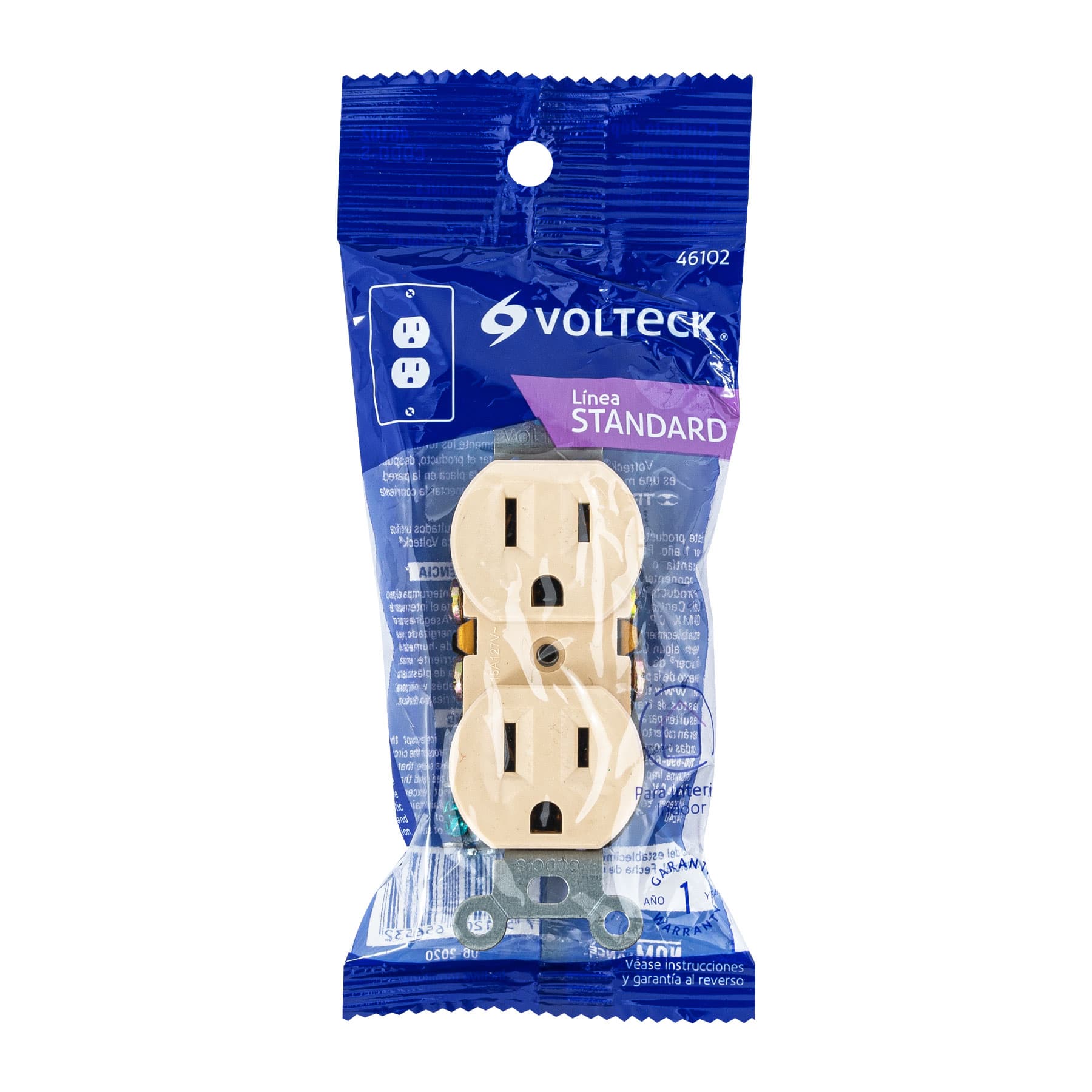 Contacto dúplex, 2 polos 3 hilos, Standard, marfil - CODO-S / 46102 Contacto dúplex, 2 polos 3 hilos, Standard, marfil - CODO-S / 46102