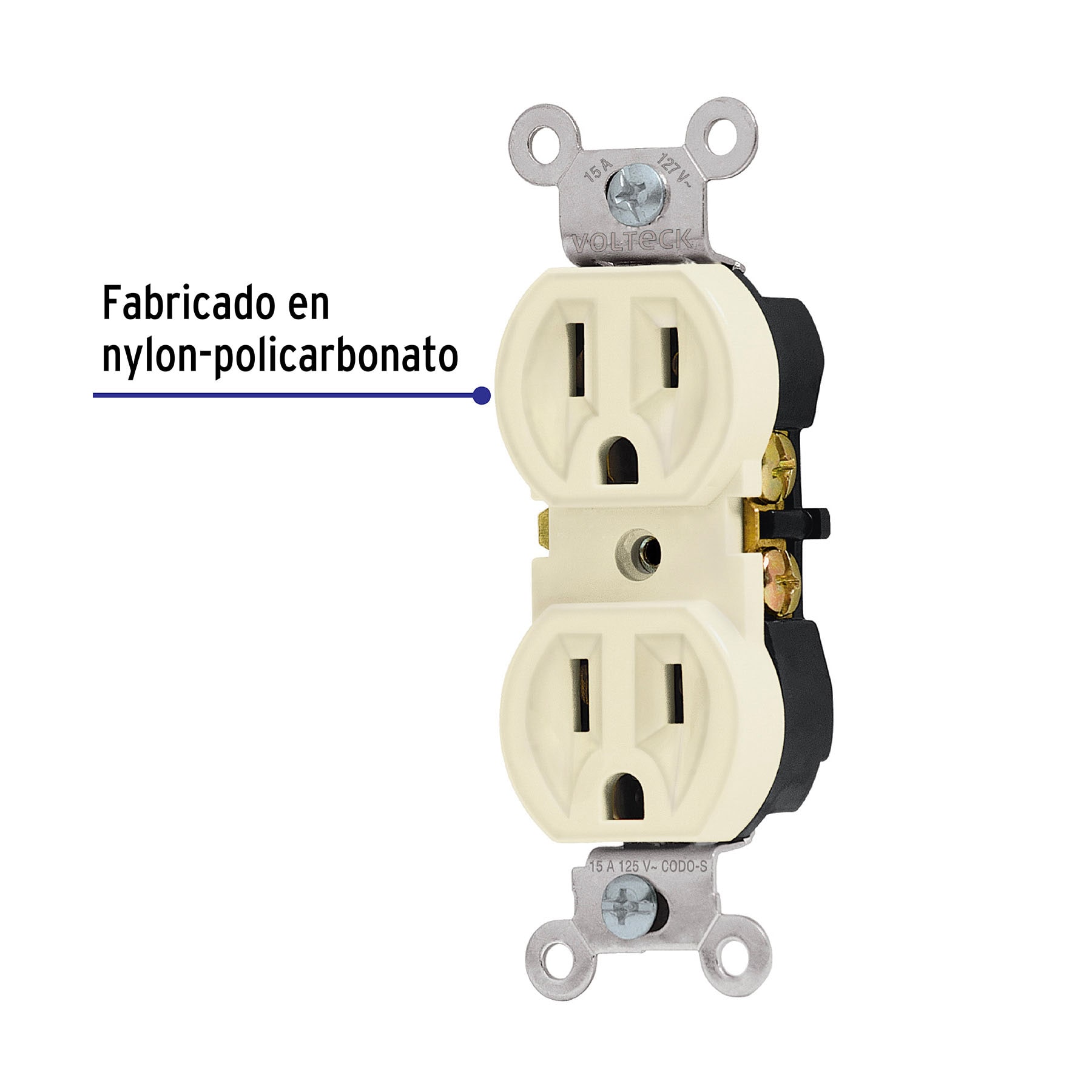 Contacto dúplex, 2 polos 3 hilos, Standard, marfil - CODO-S / 46102 Contacto dúplex, 2 polos 3 hilos, Standard, marfil - CODO-S / 46102
