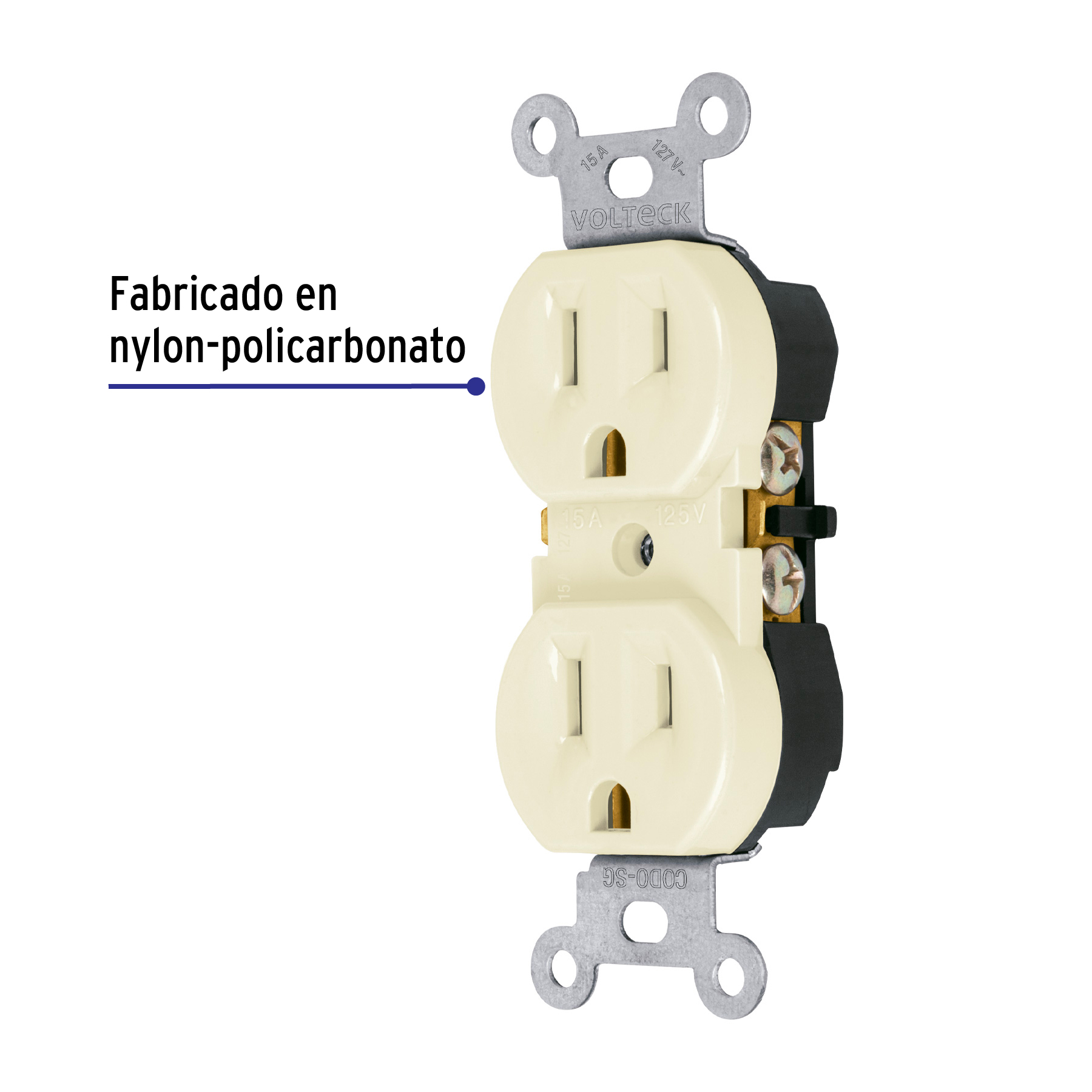 Contacto dúplex, 2 polos 3 hilos, Standard, granel, marfil - CODO-SG / 48311 Contacto dúplex, 2 polos 3 hilos, Standard, granel, marfil - CODO-SG / 48311