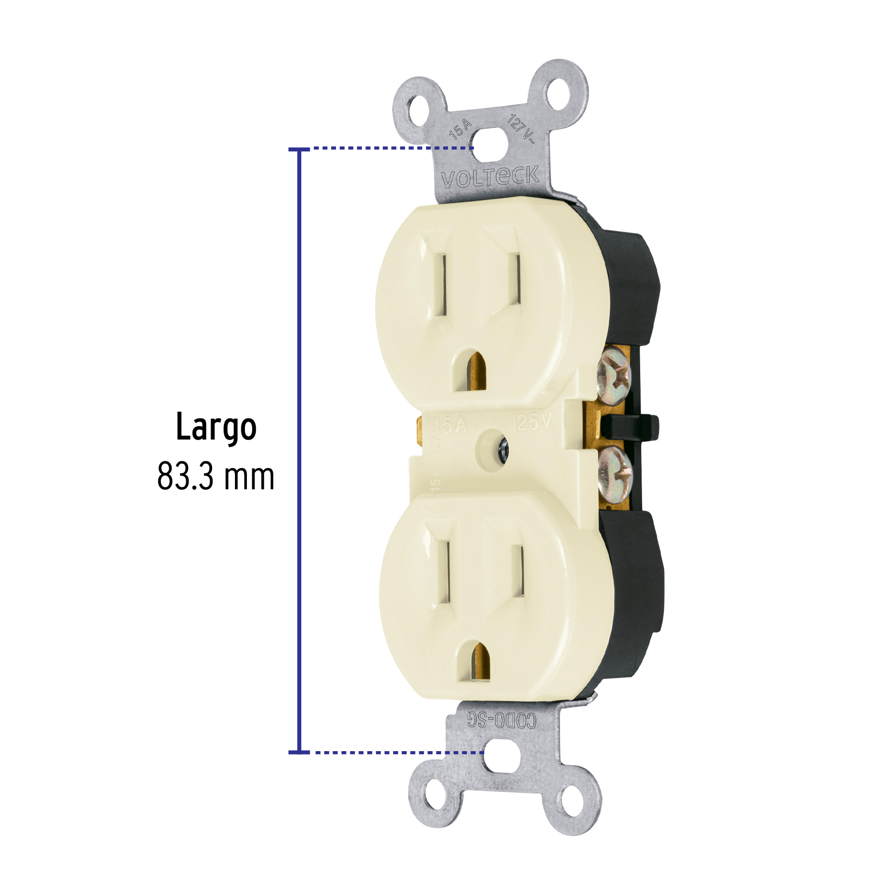 Contacto dúplex, 2 polos 3 hilos, Standard, granel, marfil - CODO-SG / 48311 Contacto dúplex, 2 polos 3 hilos, Standard, granel, marfil - CODO-SG / 48311