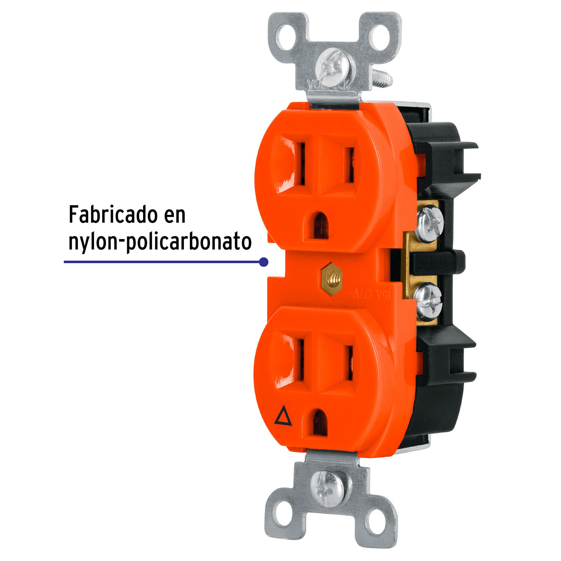 Contacto dúplex, tierra aislada, 15 A, línea standard - CODO-TAS / 46105 Contacto dúplex, tierra aislada, 15 A, línea standard - CODO-TAS / 46105