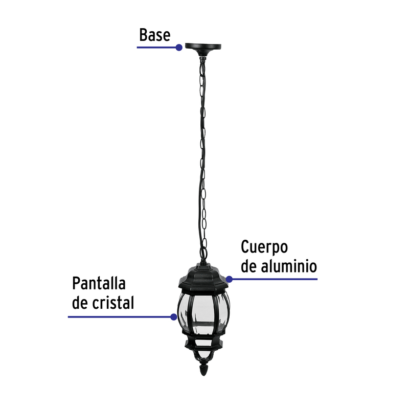 Arbotante tipo farol tradicional colgante p/exterior, negro - 47297 - COL-101S - Caja con 1 Pieza – Master 4 Arbotante tipo farol tradicional colgante p/exterior, negro - 47297 - COL-101S - Caja con 1 Pieza – Master 4