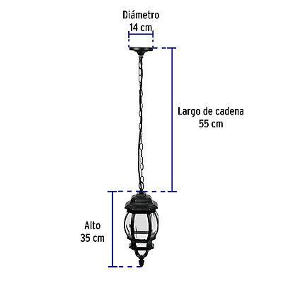 Arbotante tipo farol tradicional colgante p/exterior, negro - 47297 - COL-101S - Caja con 1 Pieza – Master 4 Arbotante tipo farol tradicional colgante p/exterior, negro - 47297 - COL-101S - Caja con 1 Pieza – Master 4