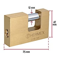 Candado antipalanca, 75mm, cuerpo de latón, Hermex Basic - COR-75P / 23512