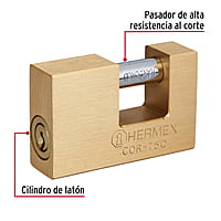 Candado antipalanca, 75mm, cuerpo de latón, llave puntos - COR-75Q / 43354 Candado antipalanca, 75mm, cuerpo de latón, llave puntos - COR-75Q / 43354