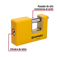 Candado antipalanca, 75mm, cuerpo metálico, Hermex Basic - COR-75ZP / 23524