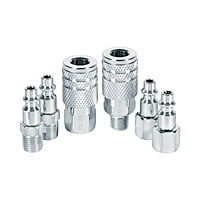 Juego de 4 conectores y 2 coples, compresor de aire, Pretul - CORAL-6P / 27030