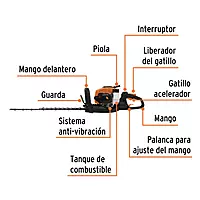 Cortasetos con motor a gasolina 26 cc, uso profesional - COS-26X / 12251