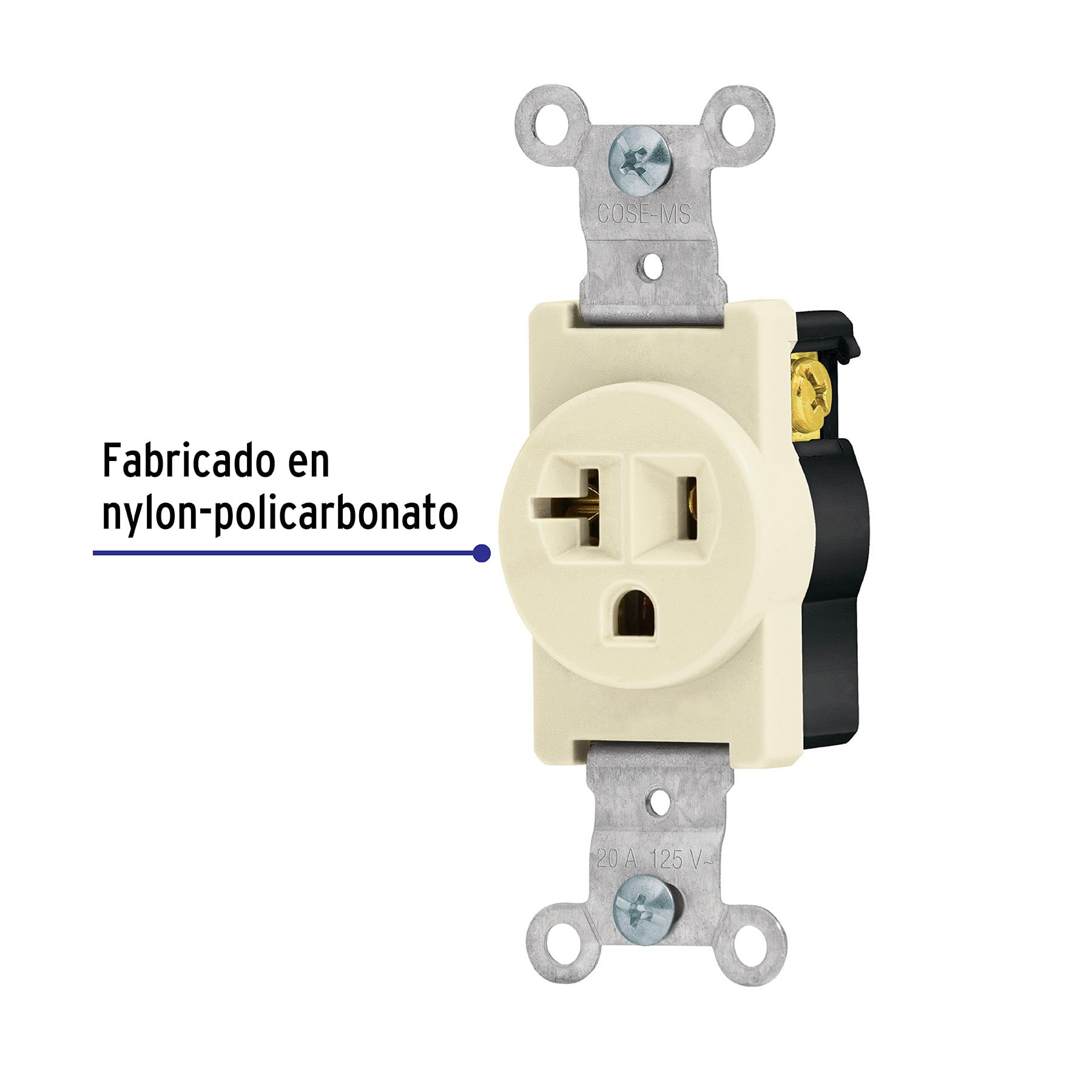 Contacto sencillo, 2 polos 3 hilos, 20 A, Standard, marfil - COSE-MS / 46101 Contacto sencillo, 2 polos 3 hilos, 20 A, Standard, marfil - COSE-MS / 46101