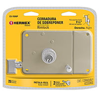 Cerradura sobreponer,instala-fácil, der,blister,Hermex Basic - CS-75DBP / 27049