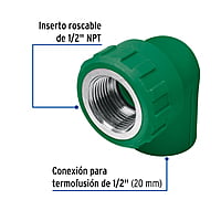 Codo 90° de PPR, 1/2', 20mm, hembra - CV-501 / 49861 Codo 90° de PPR, 1/2', 20mm, hembra - CV-501 / 49861