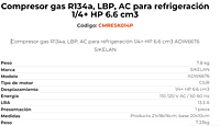 Compresor Sikelan MODELO ADW66T6 HP 1/4 (V/HZ) 110-120/50-60 CMRESK014P, ERO Compresor Sikelan MODELO ADW66T6 HP 1/4 (V/HZ) 110-120/50-60 CMRESK014P, ERO