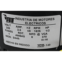 Motor Abierto 1/2 Hp 1600 Rpm 115-1-60 4 Polos Mcmillan - D448 Motor Abierto 1/2 Hp 1600 Rpm 115-1-60 4 Polos Mcmillan - D448