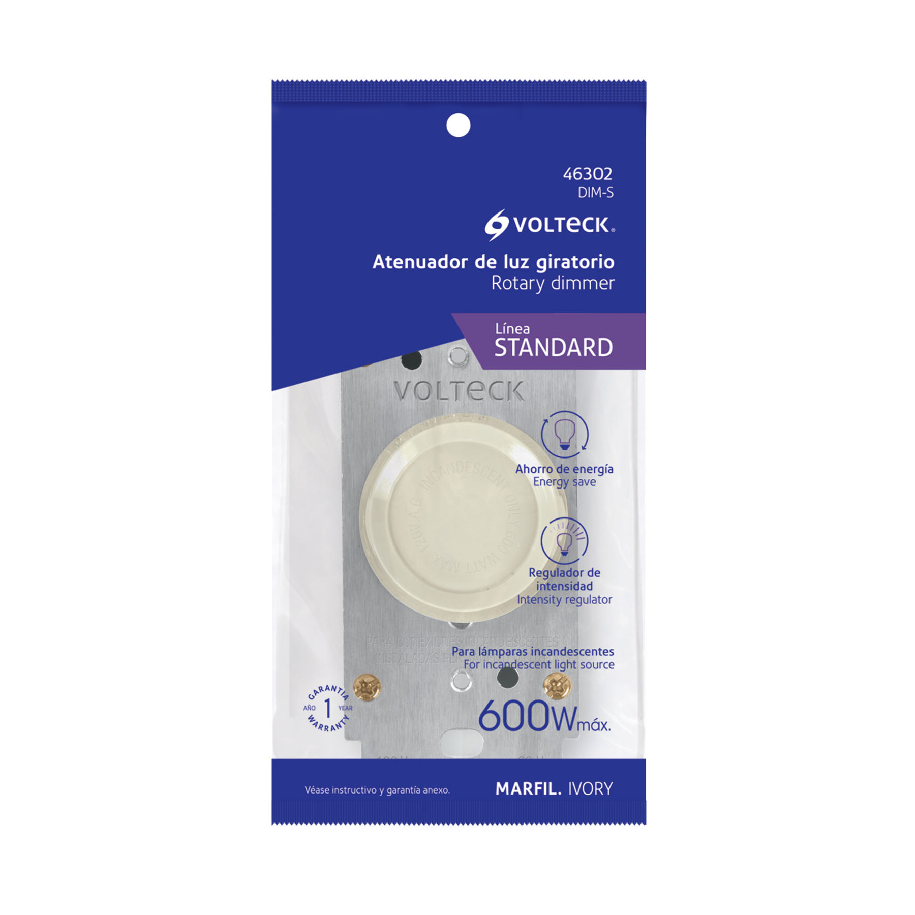 Atenuador de luz giratorio, Standard, marfil - DIM-S / 46302 Atenuador de luz giratorio, Standard, marfil - DIM-S / 46302