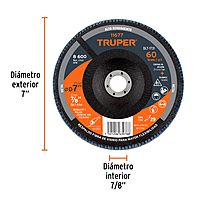 Disco laminado, 7', grano 60, centro 7/8' - DLT-1731 / 11677 Disco laminado, 7', grano 60, centro 7/8' - DLT-1731 / 11677