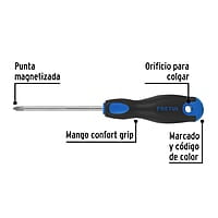 Desarmador punta Phillips, 1/4x4', mgo Comfort Grip, Pretul - DP-1/4X4BP / 21496 Desarmador punta Phillips, 1/4x4', mgo Comfort Grip, Pretul - DP-1/4X4BP / 21496