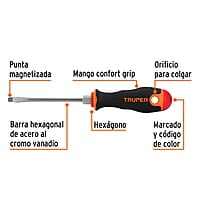 Desarmador plano 3/16x4' mango comfort grip - DR-3/16X4B / 13992