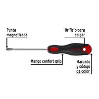 Desarmador plano, 3/16x4', mgo Comfort Grip, Pretul - DR-3/16X4BP / 21480