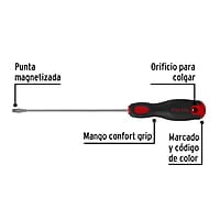 Desarmador plano, 3/16x6', mgo Comfort Grip, Pretul - DR-3/16X6BP / 21479