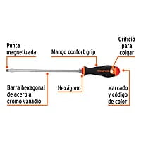Desarmador plano 5/16X10' mango comfort grip  - DR-5/16X10B / 18546