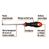 Desarmador plano 5/16x6' mango comfort grip - DR-5/16X6B / 14006 Desarmador plano 5/16x6' mango comfort grip - DR-5/16X6B / 14006