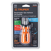 Desarmador tipo trompo con matraca, 6 puntas dobles, blister - DTROM-12B / 10494 Desarmador tipo trompo con matraca, 6 puntas dobles, blister - DTROM-12B / 10494