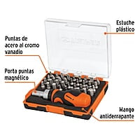 Desarmador tipo trompo con matraca, 37 piezas - DTROM-37 / 17845