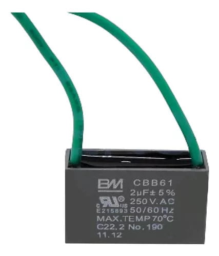 Capacitor de Trabajo Cuadrado para Ventilador con Cables 2UF, 250V Capacitor de Trabajo Cuadrado para Ventilador con Cables 2UF, 250V