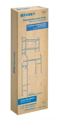 Mueble organizador blanco para baño con 3 repisas, Basic 47907 Mueble organizador blanco para baño con 3 repisas, Basic 47907