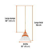 Escoba metal/plástica 22 dientes, cabeza recta, alto impacto - EMP-22 / 14332