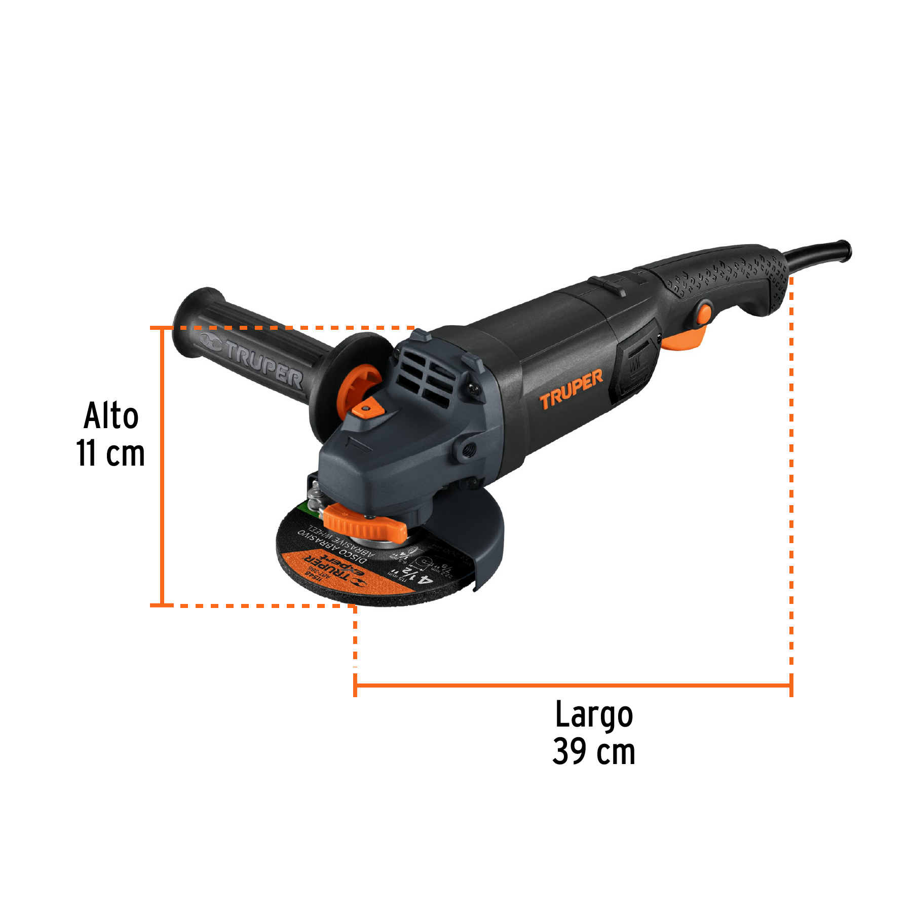 Esmeriladora angular 4-1/2' 1250 W, industrial, Truper - ESMA-4512N / 12873