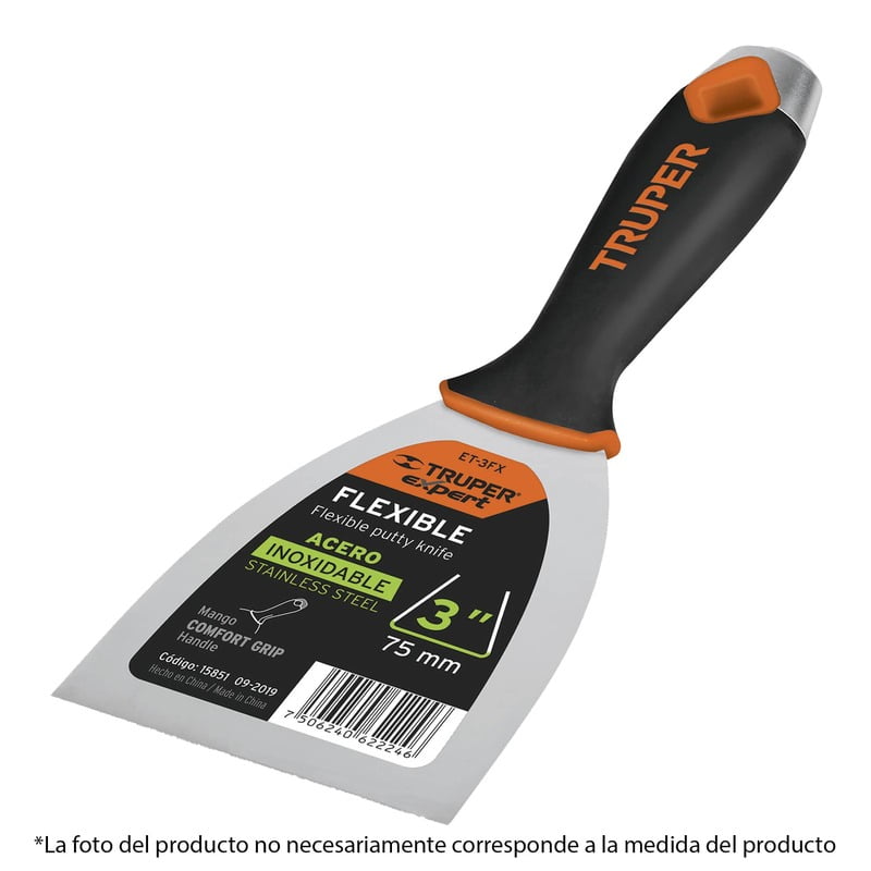 Espátula flexible 4', acero inoxidable, mango comfort grip - ET-4FX / 15852 Espátula flexible 4', acero inoxidable, mango comfort grip - ET-4FX / 15852