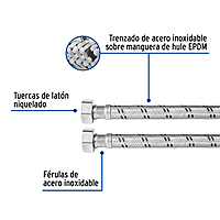 Manguera de hule, 3/4x3/4', 60cm, acero, usos generales - FBO-3460X / 49130