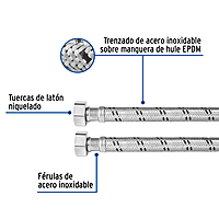 Manguera de hule, 3/4', 80 cm, acero, usos generales - FBO-3480X / 49133 Manguera de hule, 3/4', 80 cm, acero, usos generales - FBO-3480X / 49133