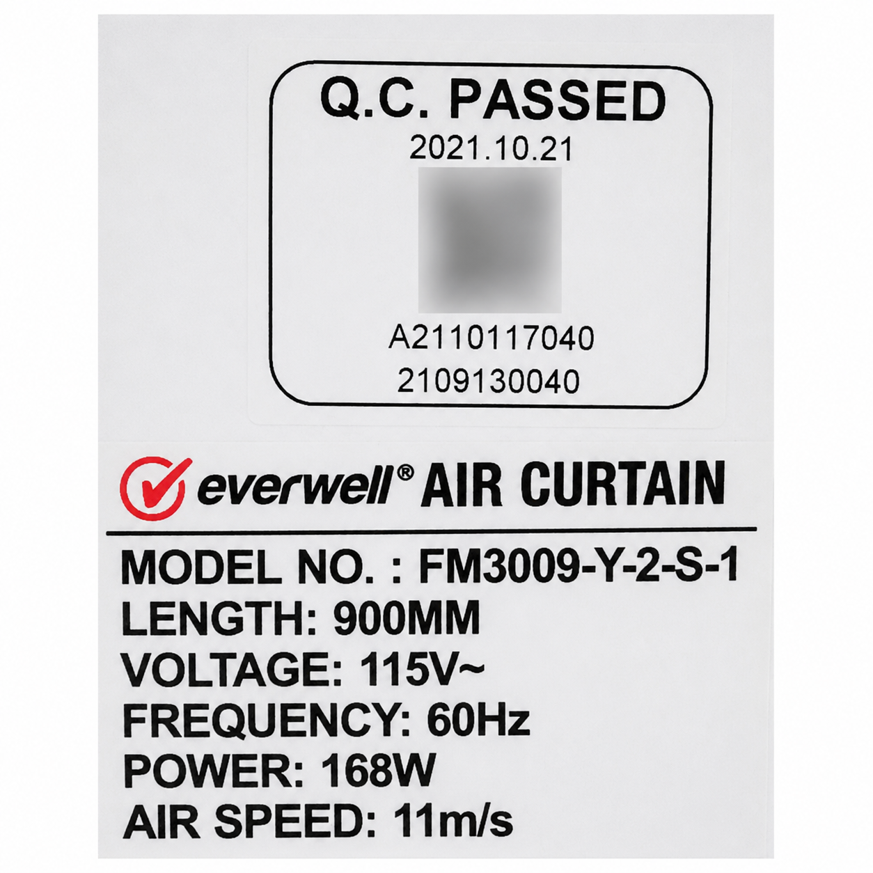 Cortina de Aire, EVERWELL, 115V, 36" Reforz - FM3009-Y-2-S-1, 35 x 9 x 7,2 pulgadas, 900 x 221 x 183 mm, 12.7 kg - FM1209N-2Y-S1 Cortina de Aire, EVERWELL, 115V, 36" Reforz - FM3009-Y-2-S-1, 35 x 9 x 7,2 pulgadas, 900 x 221 x 183 mm, 12.7 kg - FM1209N-2Y-S1