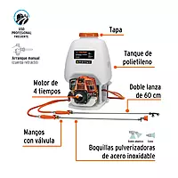 Fumigador de 25 L con motor a gasolina de 4 tiempos, Truper - FUG-254 / 101569