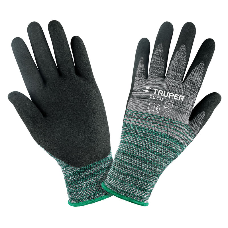 Guantes de nylon recubiertos de nitrilo arenoso, grandes - GU-133 / 17065 Guantes de nylon recubiertos de nitrilo arenoso, grandes - GU-133 / 17065