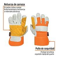 Guantes de carnaza y loneta, con refuerzo, unitalla - GU-215 / 14246 Guantes de carnaza y loneta, con refuerzo, unitalla - GU-215 / 14246