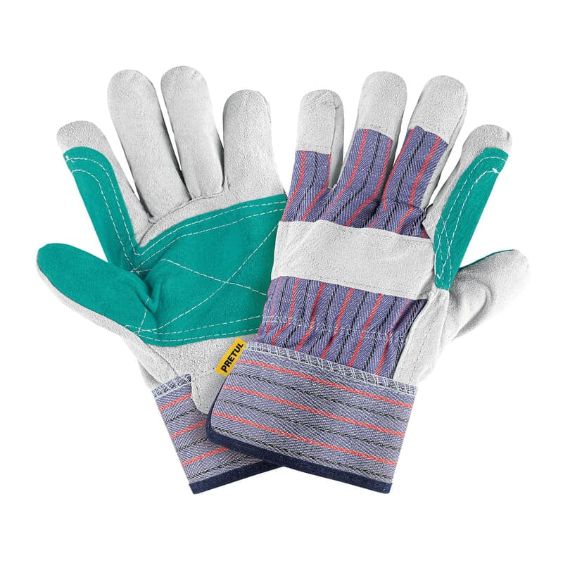 Guantes de carnaza y loneta con refuerzo, unitalla, Pretul - GU-215P / 29977