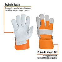 Guantes de carnaza y loneta, unitalla - GU-235 / 14245 Guantes de carnaza y loneta, unitalla - GU-235 / 14245