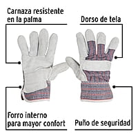 Guantes de carnaza y loneta, unitalla, Pretul - GU-235P / 29976 Guantes de carnaza y loneta, unitalla, Pretul - GU-235P / 29976