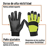 Guantes mecánico, alta visibilidad, palma poliuretano, verde - GU-645 / 13194 Guantes mecánico, alta visibilidad, palma poliuretano, verde - GU-645 / 13194
