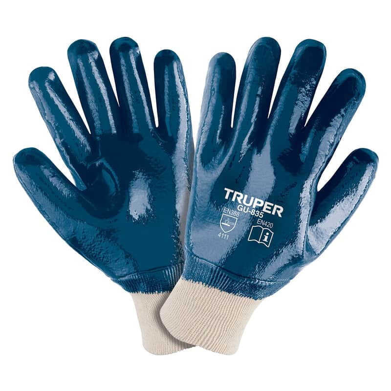 Guantes de algodón recubiertos de nitrilo, puño tejido - GU-835 / 15244 Guantes de algodón recubiertos de nitrilo, puño tejido - GU-835 / 15244