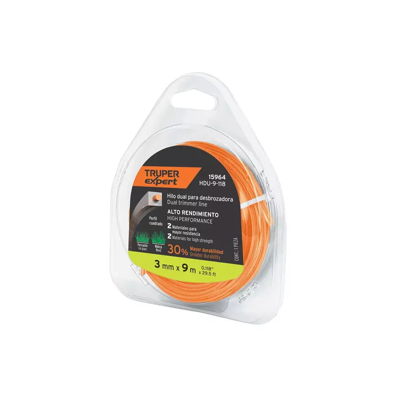 Blíster 9 m de hilo cuadrado 3 mm p/desbrozadora, Expert - HDU-9-118 / 15964