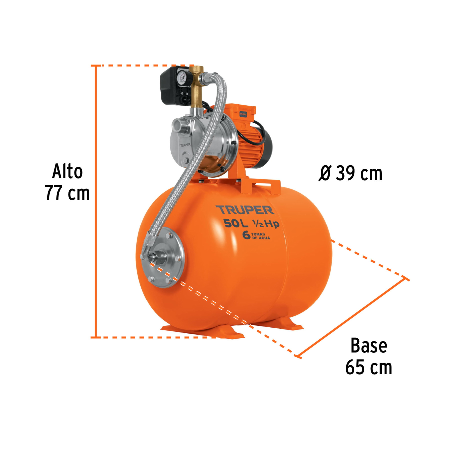 Bomba hidroneumática 1/2 HP, 50 litros - HIDR-1/2X50 / 12254 Bomba hidroneumática 1/2 HP, 50 litros - HIDR-1/2X50 / 12254