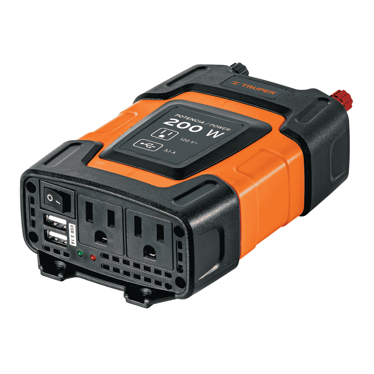 Inversor de corriente de 200 W con puertos USB, Truper-INCO-200 / 10448