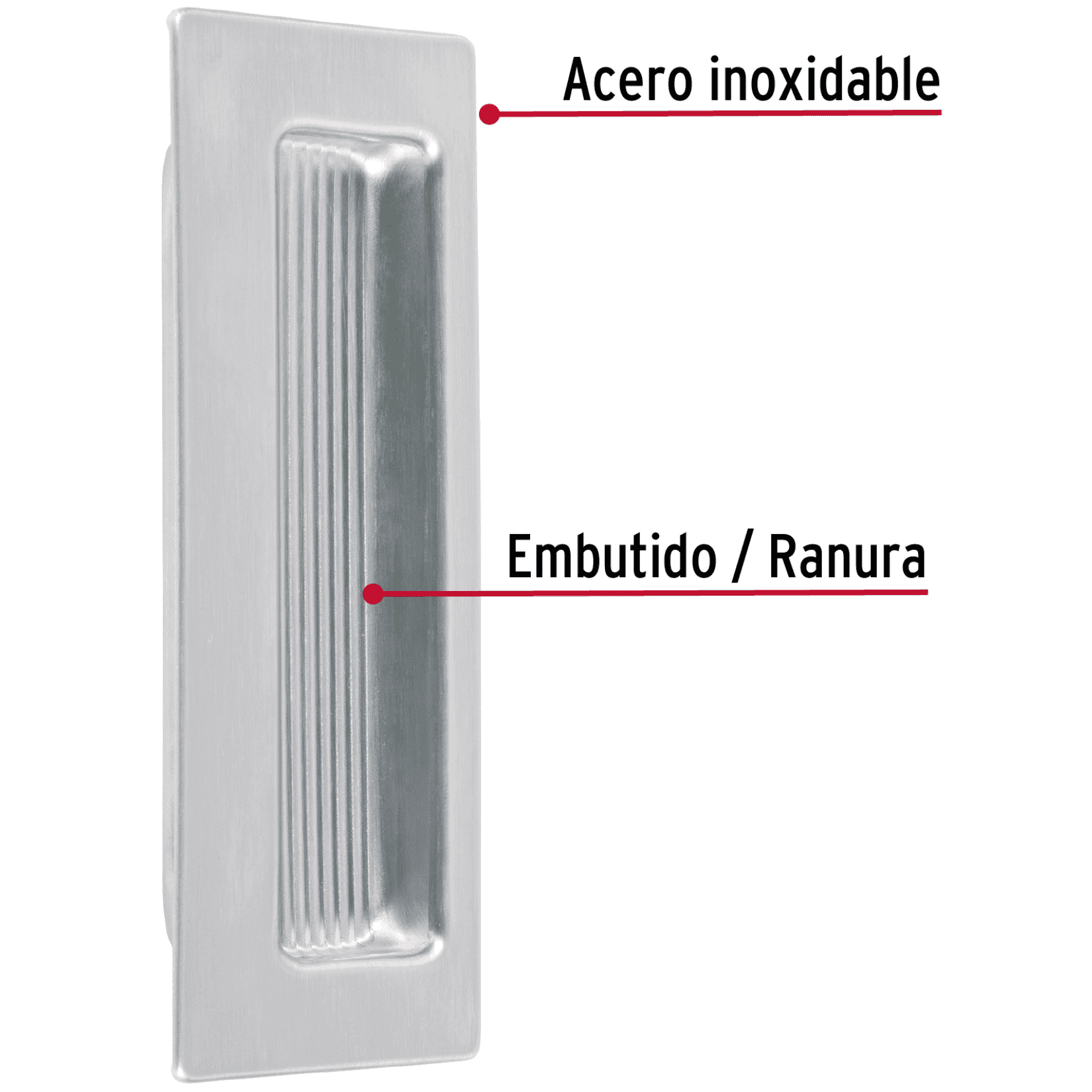 Jaladera de embutir cuadrada acabado cromo mate, HERMEX-JALE-31 / 46238 Jaladera de embutir cuadrada acabado cromo mate, HERMEX-JALE-31 / 46238