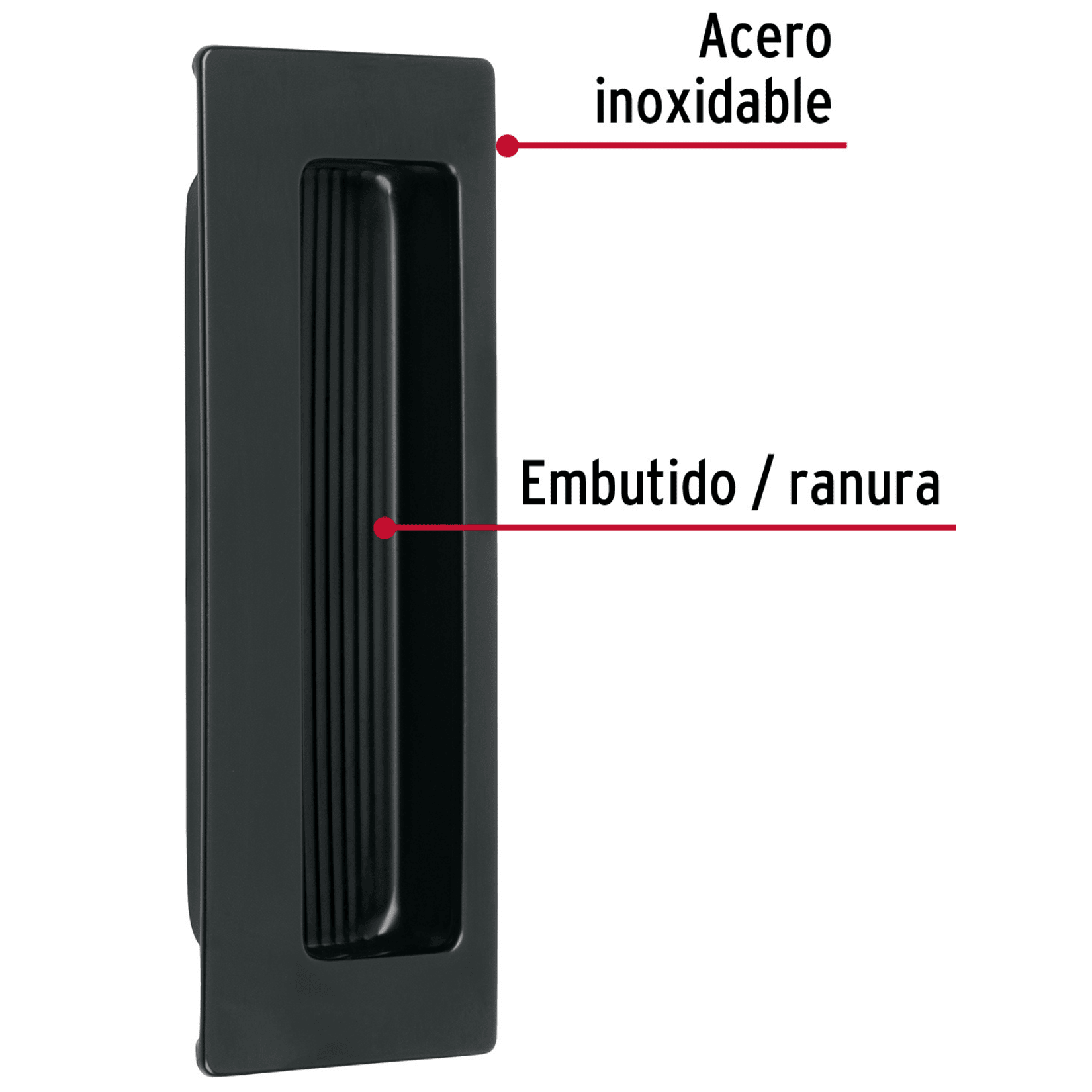 Jaladera de embutir cuadrada acabado negro, HERMEX-JALE-61 / 47799